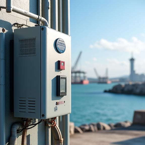 Equipos resistentes salinidad en instalación costera